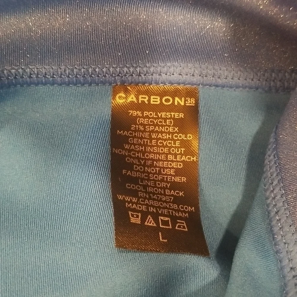 💕CARBON38💕 Shine Powder Set Cross Back Bra + 7/8 Legging Cobalt Blue Large NWT